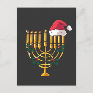 Invitation Carte Postale Hanouka Noël juif Santa Menorah