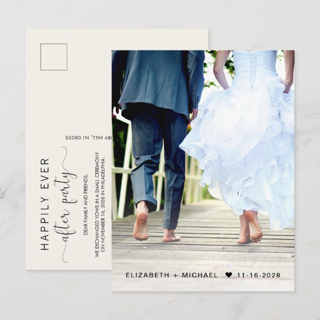 Invitation Carte Postale Heureux Jamais Après La Réception De La Crème Phot (Devant / Derrière)