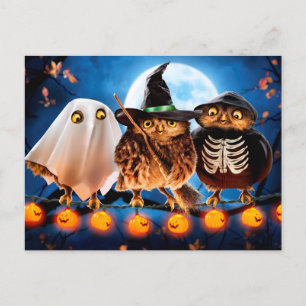 Invitation Carte Postale Hiboux d'Halloween