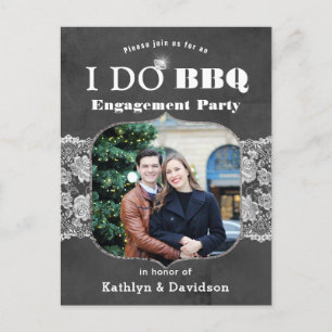 Invitation Carte Postale I DO Fiançailles Photo Elegant Lace Chalkboard BBQ