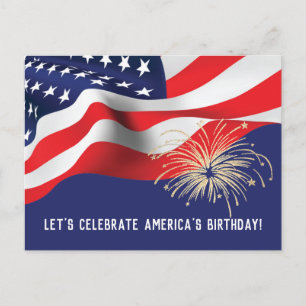 Invitation Carte Postale Indicateur 4 juillet parti BBQ