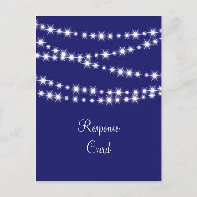 Invitation Carte Postale Indigo Twinkle Lights RSVP (Devant)