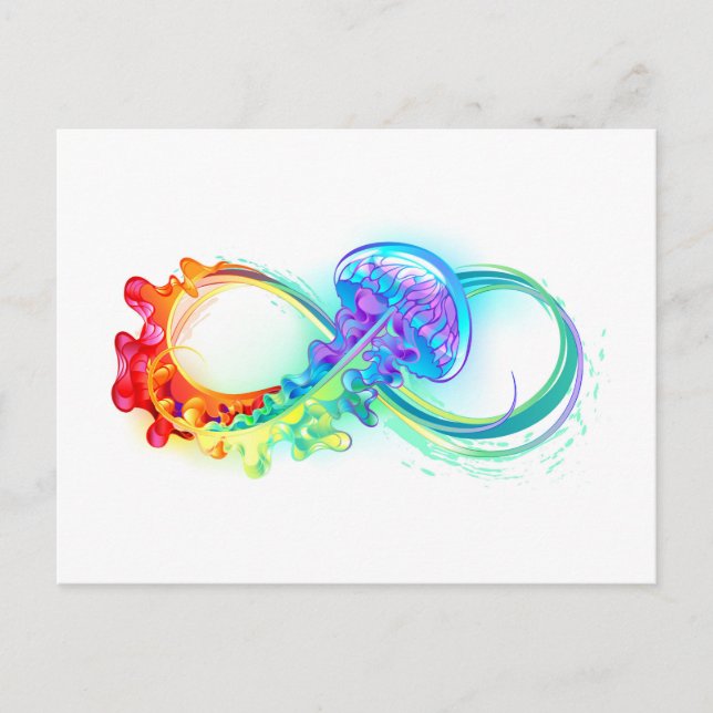 Invitation Carte Postale Infinity avec Rainbow Jellyfish (Devant)