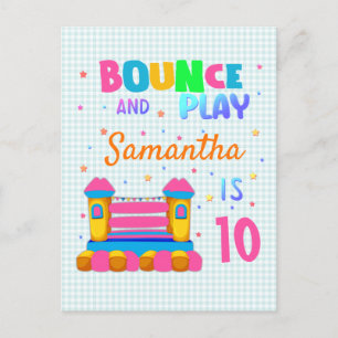 Invitation Carte Postale Inflatable Bounce House Jump Anniversaire Fille de