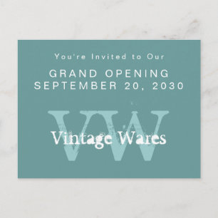 Invitation Carte Postale Initiales vintages Boutique d'entreprise Ouverture