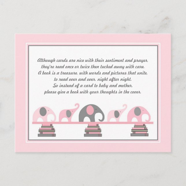 Invitation Carte Postale Insertion d'éléphants roses pour le Baby shower de (Devant)