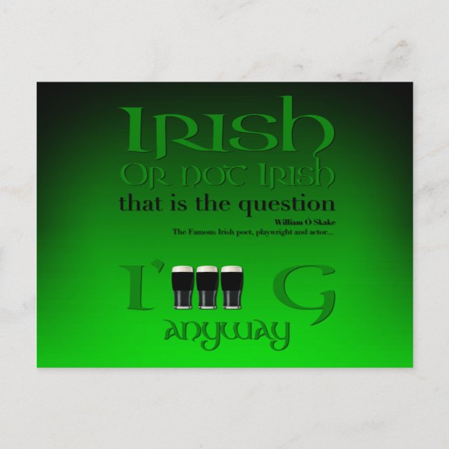 Invitation Carte Postale Irish or not Irish Original St Patrick's Day Gr2HP (Devant)