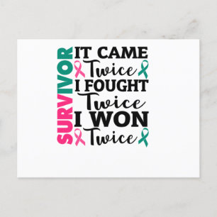 Invitation Carte Postale It camé Twice I Won Twice Cancer Survivor