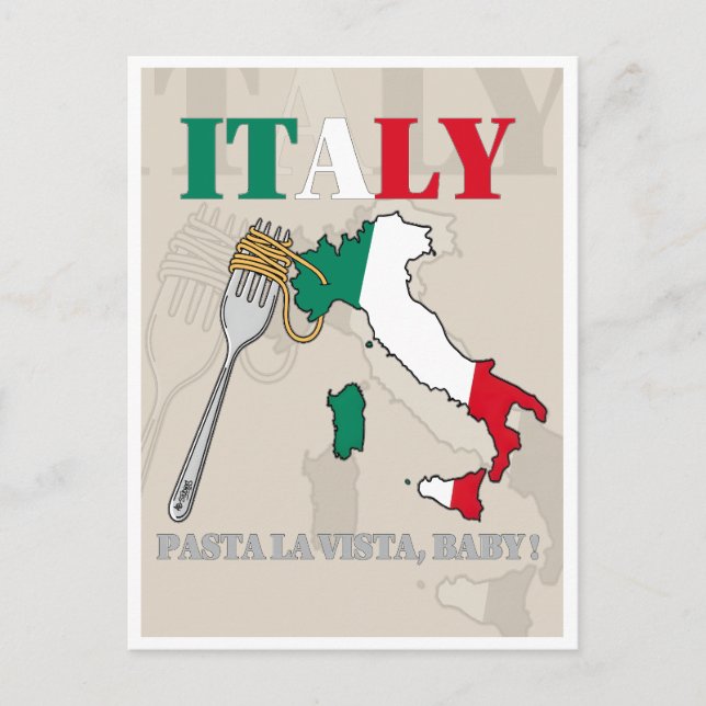INVITATION CARTE POSTALE ITALIE PASTA LA VISTA, BÉBÉ ! (Devant)
