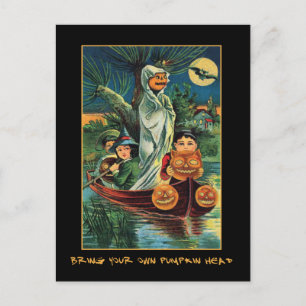 Invitation Carte Postale Jack O Lanterns sur l'eau Vintage Halloween sangla