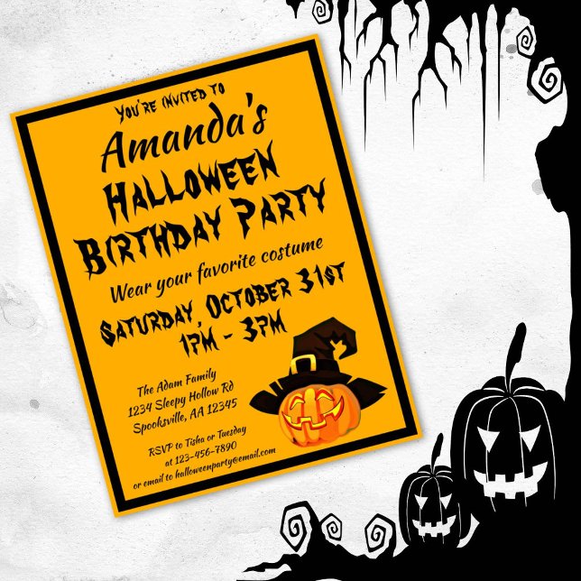 Invitation Carte Postale Jack O'Lantern fête d'anniversaire d'Halloween (Créateur téléchargé)