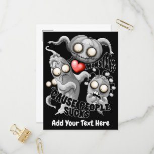 Invitation Carte Postale J'adore les monstres parce que les gens sont nuls