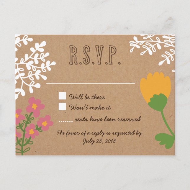 Invitation Carte Postale Jar Mason rustique avec Fleurs sur papier artisana (Devant)