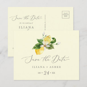 Invitation Carte Postale Jardin de citron moderne Jaune Enregistrer la date