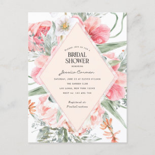Invitation Carte Postale jardin printanier thème moderne géométrique floral