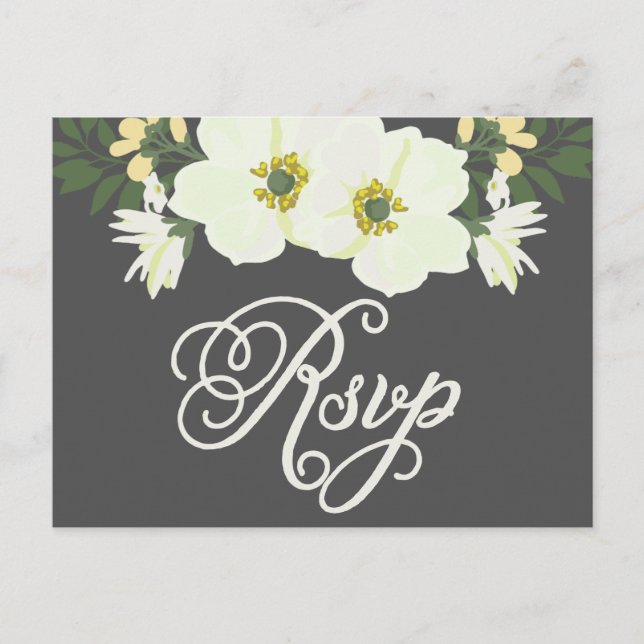 Invitation Carte Postale Jaune joli anémones Floral RSVP (Devant)