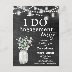 Invitation Carte Postale Je FAIS Fiançailles Eucalyptus Floral Chalkboard P