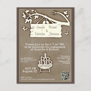 Invitation Carte Postale Je le fais   BBQ   Code QR à l'ancienne Fiançaille