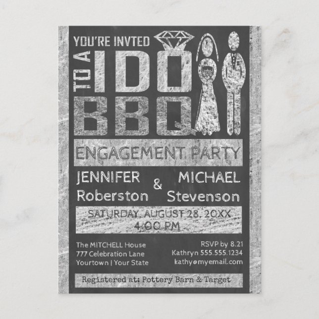 Invitation Carte Postale Je le fais | BBQ | Fêtes de fiançailles (Devant)