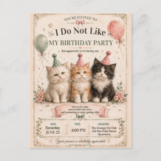Invitation Carte Postale Je n'aime pas ma fête d'anniversaire