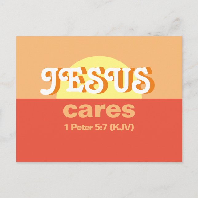 Invitation Carte Postale Jésus S'En Soucie. 1 Pierre 5:7 (LS) - (Devant)