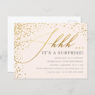 Invitation Carte Postale Jeu de Confetti Rose & Or Blush