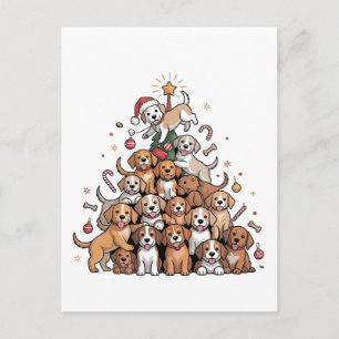 Invitation Carte Postale Joli chien d'arbre de Noël Arbre de Noël Chiot  