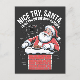 Invitation Carte Postale Joli essai Père Noël je t'ai vu sur la caméra de s