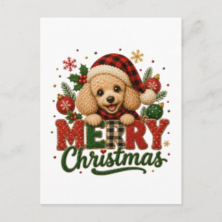Invitation Carte Postale Joli Poodle Joyeux Noël