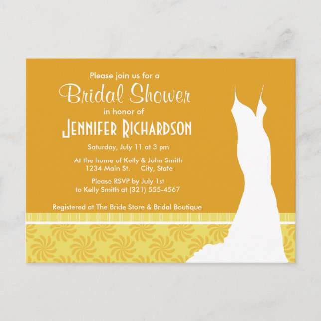Invitation Carte Postale Jolie perruque orange jaune (Devant)