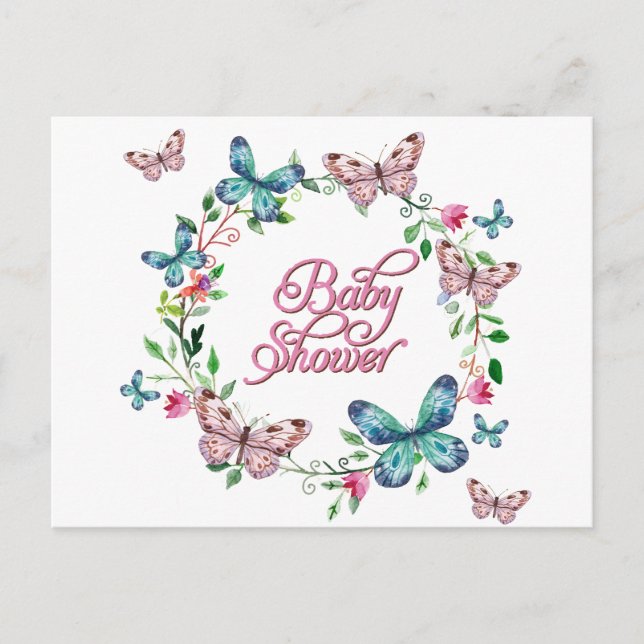 INVITATION CARTE POSTALE JOLIE PRINTEMPS BABY SHOWER FLORALE DE RÉCHAUFFEME (Devant)
