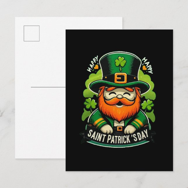 Invitation Carte Postale Joyeuse Saint-Patrick (Devant / Derrière)