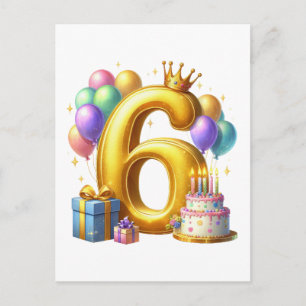 Invitation Carte Postale Joyeux 6e Anniversaire