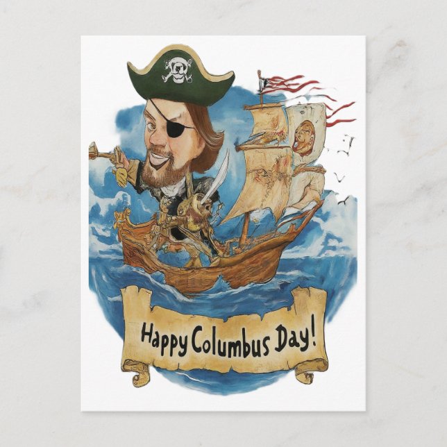 Invitation Carte Postale Joyeux Columbus Day (Devant)
