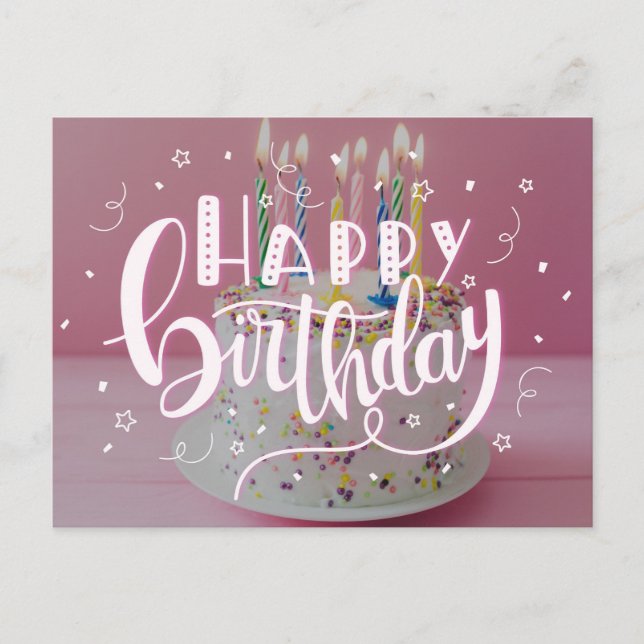 Invitation Carte Postale Joyeux concept de lettres d'anniversaire (Devant)