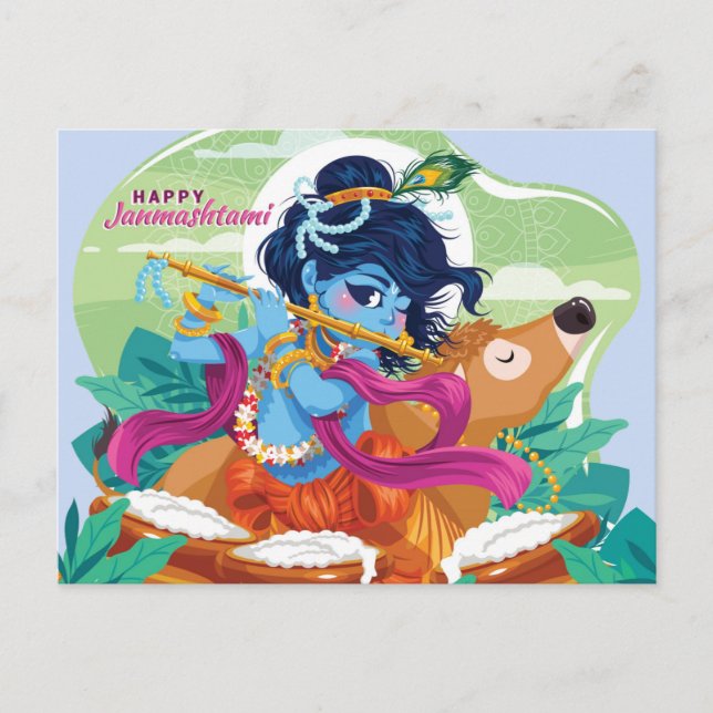 Invitation Carte Postale Joyeux Janmashtami (Devant)