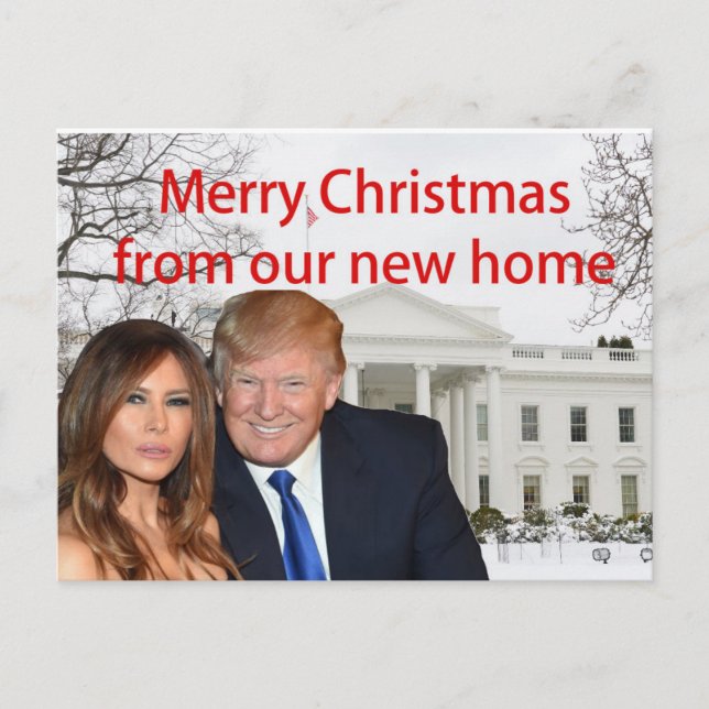 Invitation Carte Postale Joyeux Noël de Donald et Melania (Devant)