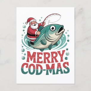 Invitation Carte Postale Joyeux Noël de pêche Noël du Père Noël Xmas 