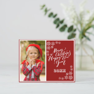Invitation Carte Postale Joyeux Noël Rouge Blanc Joyeux Joyeux Nouvel An Ph