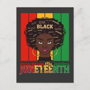Invitation Carte Postale JunetDix en souvenir de mes ancêtres fille Melanin