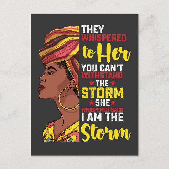 Invitation Carte Postale Junetten Je Suis La Tempête Melanin Black Girl (Devant)