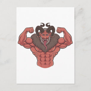 Invitation Carte Postale Krampus Noël Flexion Musculaire Fitness Effrayant
