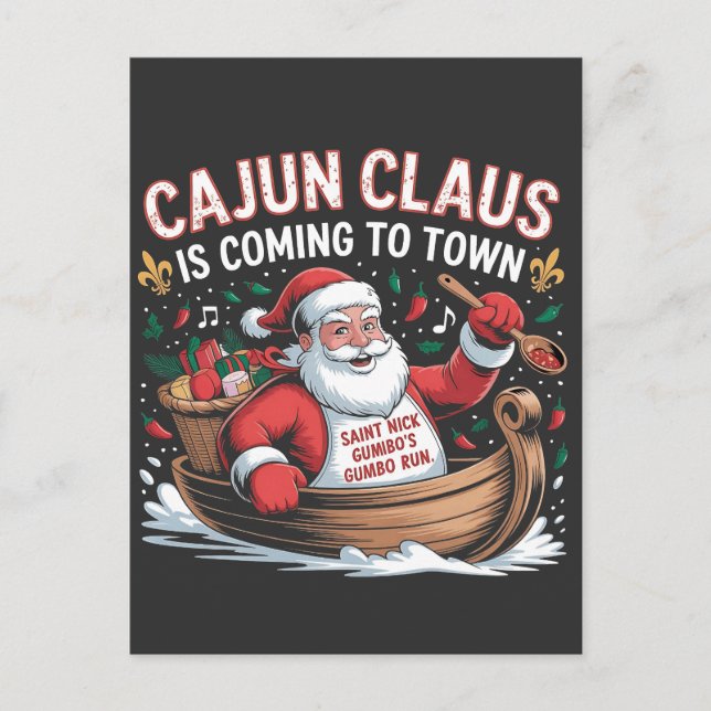 Invitation Carte Postale La clause cajun arrive en ville Noël Krampus  (Devant)