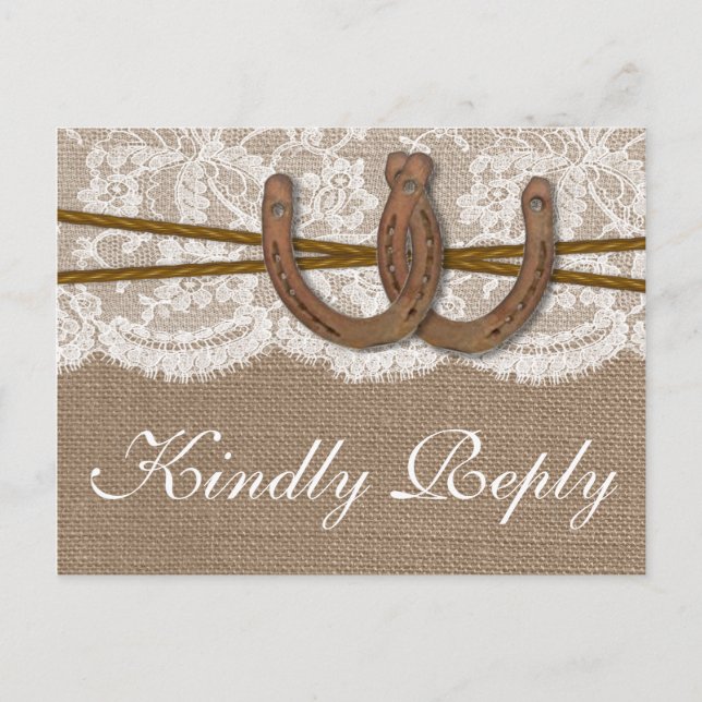 Invitation Carte Postale La Collection de mariage Rustic Horseshoe RSVP (Devant)