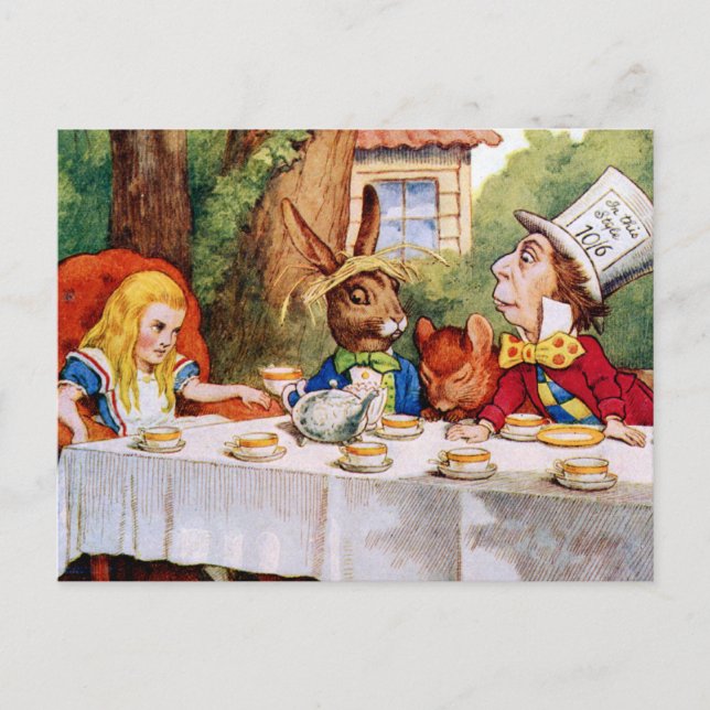 INVITATION CARTE POSTALE LA FÊTE DU THÉ DE LA MAD HATTER (Devant)