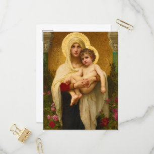 Invitation Carte Postale La Madone aux roses de William Bouguereau