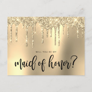 Invitation Carte Postale La parties scintillant d'or sera-t-elle ma femme d