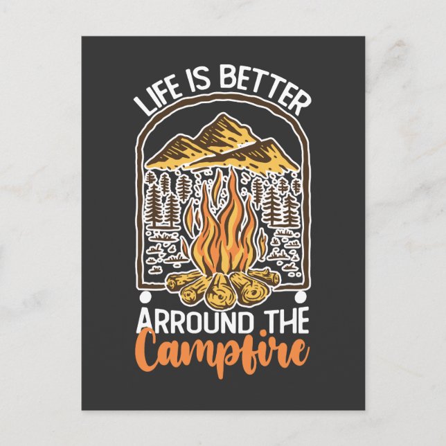 Invitation Carte Postale La Vie Est Meilleure Au Campfire Travel (Devant)