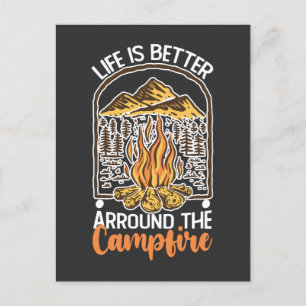 Invitation Carte Postale La vie est meilleure au feu de camp de voyage