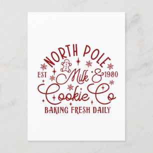 Invitation Carte Postale Lait et cookie du Pôle Nord cuits frais quotidienn